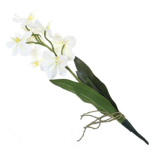 Artificial White Spathoglottis Orchid Bunch – Elegant Faux Orchid Stem for Floral Arrangements & Décor - Habitt