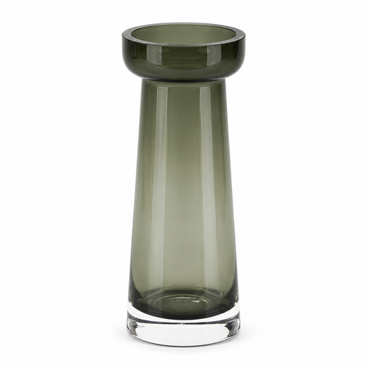Grey Colored Glass Vase – Modern Cylinder Decorative Vase Medium - Habitt