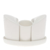 Brilliant 4 Pc White Ceramic Serving Set – Elegant Tabletop Condiment & Napkin Holder Set - Habitt