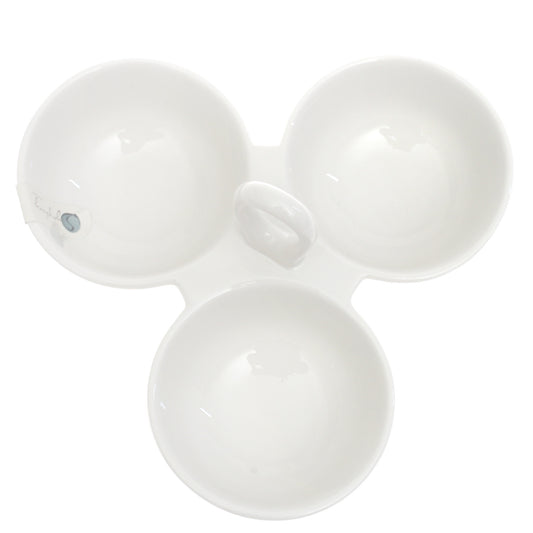 3 Division Dry Fruit Serving Bowl – Elegant White Ceramic Snack Platter