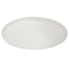 Groove Oval Serving Tray – Elegant White Ceramic Platter