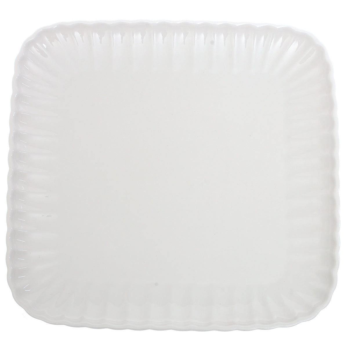 Groove Square Serving Plate 30 cm – Elegant White Ceramic Platter - Habitt