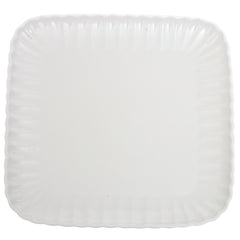 Groove Square Serving Plate 30 cm – Elegant White Ceramic Platter - Habitt