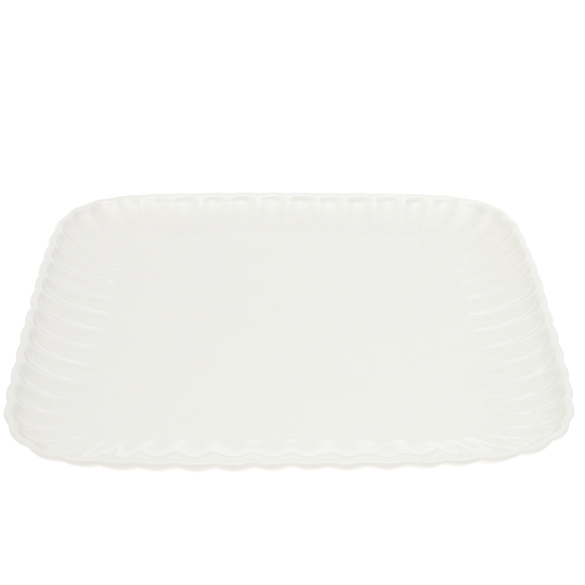 Groove Square Serving Plate 30 cm – Elegant White Ceramic Platter - Habitt