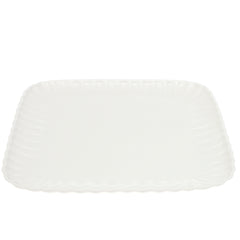 Groove Square Serving Plate 30 cm – Elegant White Ceramic Platter - Habitt