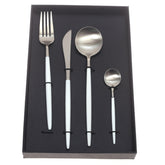 4Pcs Cutlery Set White & Silver 11.25 X 7.5 X 1.5 Inch WS-003 - Habitt