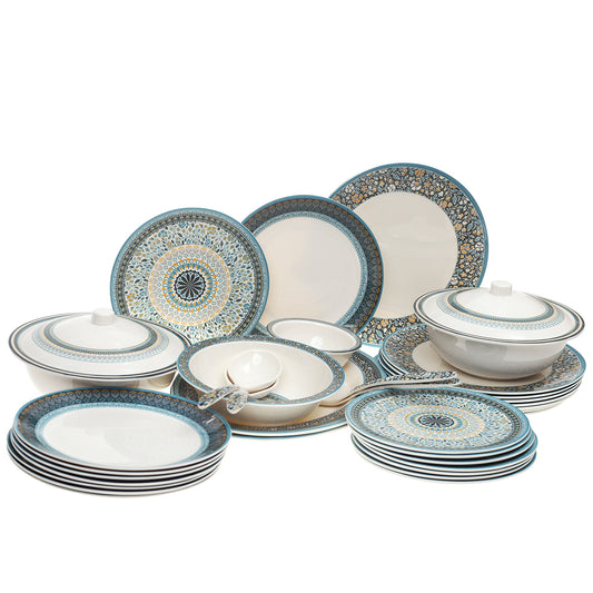 43PCS 8 Person Dinner Set Blue Mosaic - Habitt