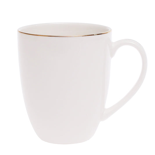 White Bone China Mug with Gold Rim – GGK D#4