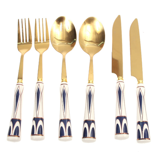 6Pcs Cutlery Set Gold 8 X 3 Inch At-03