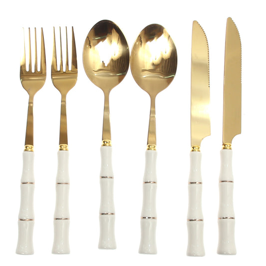 6Pcs Cutlery Set Gold 8 X 3 Inch At-05