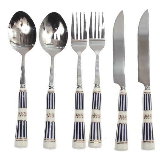 6Pcs Cutlery Set Silver 8 X 3 Inch At-10