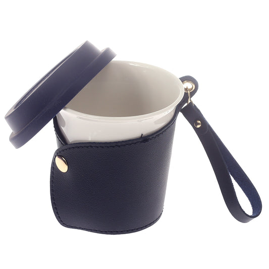 Ceramic Glass With Pouch Blue 3.5 X 3.5 X 4 Inch 105-1