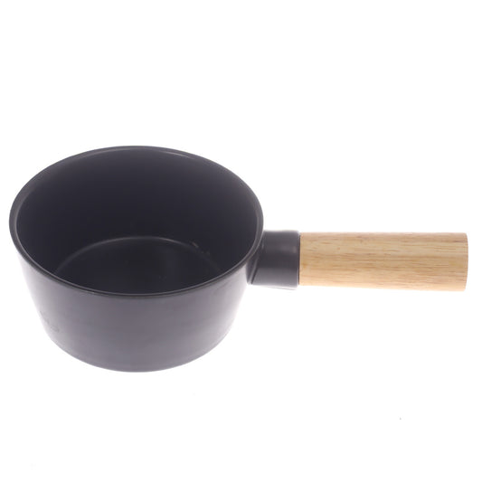 Serving Bowl W/Wooden Handle Black 5 Inch Yll-18