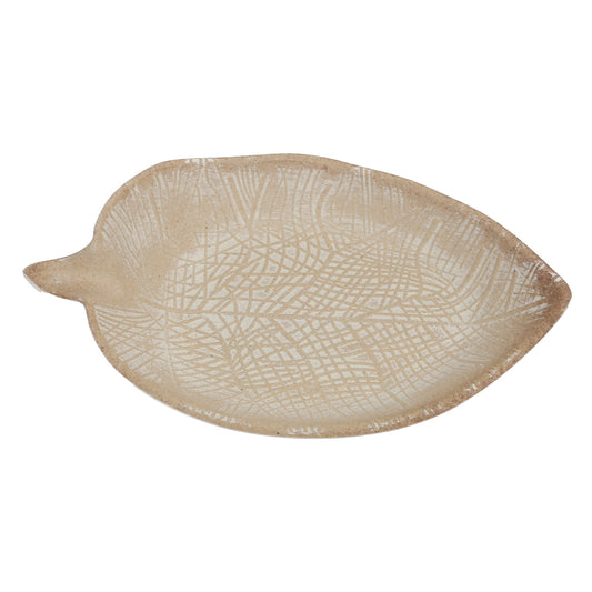 Leaf Wooden Platter Beige 6 X 10 Inch JX-06