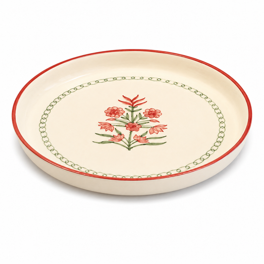 Elegant Motif Flora Serving Platter | Decorative Floral Design Serving Tray - Habitt