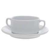 Soup Cup & Saucer Provence 715126-715128 – Elegant White Porcelain Serving Set - Habitt