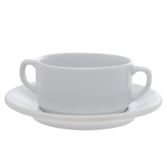 Soup Cup & Saucer Provence 715126-715128 – Elegant White Porcelain Serving Set