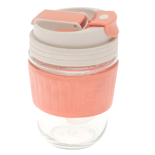 Silicone Grip Glass Cup – Pink