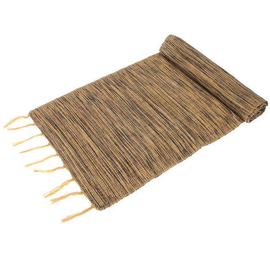 Yellow & Black Woven Table Runner – 14x45" | Handcrafted Rustic Dining Table Decor