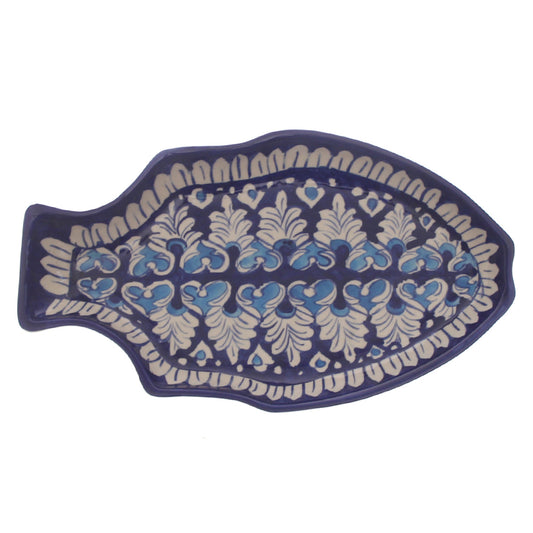 Blue Pottery Fish Platter – Handcrafted Ceramic Serving Dish (Large)