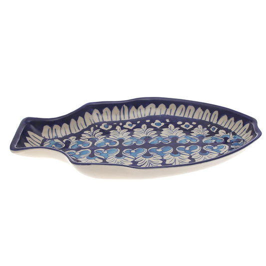 Blue Pottery Fish Platter – Handcrafted Ceramic Serving Dish (Large)