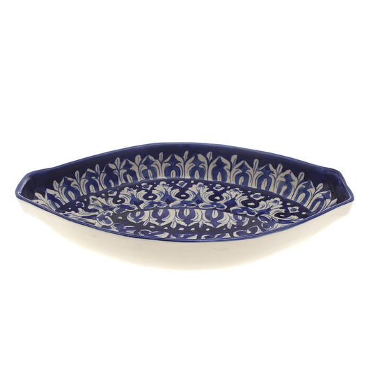 Blue Pottery Fish Platter – Handcrafted Ceramic Serving Dish (Medium)