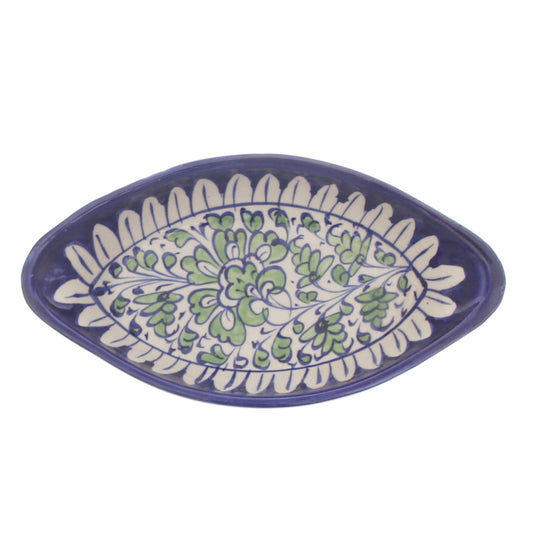 Blue Pottery Oval Platter – Handcrafted Ceramic Serving Dish (5F5 Design)