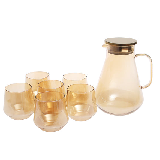 7-Piece Amber Glass Water Set with Pitcher & Tumblers – GPH78/L7 HA-HC-HS