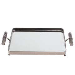Grey Rectangular Iron & Glass Decorative Tray – D2629-B