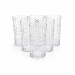 6-Piece Tall Textured Tumbler Set – Modern Clear Drinking Glasses for Water, Juice & Cocktails - Habitt