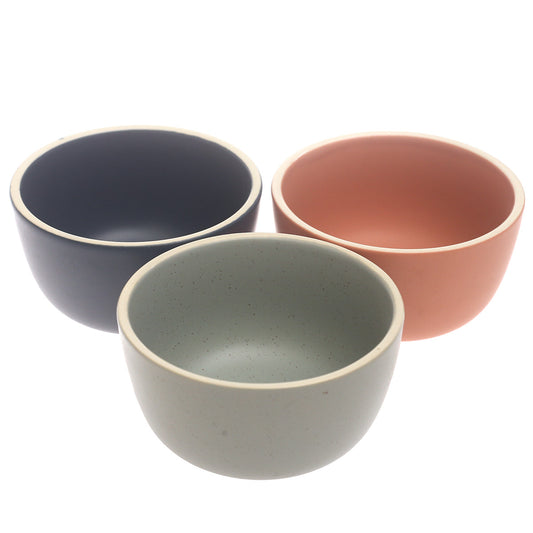 3-Piece Ceramic Chinese Bowl Set – Assorted Colors, Modern Dining Bowls