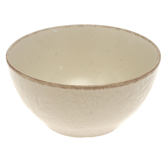 Beige Ceramic Serving Bowl – 6 Inch Textured Tableware Accent