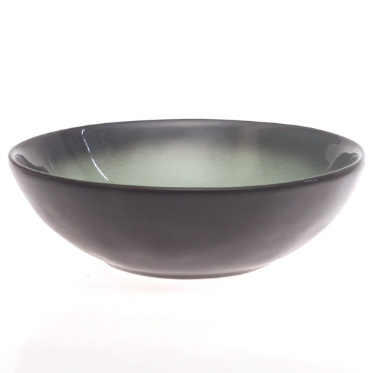 Black & Green Ceramic Serving Bowl 7 Inch – Modern Glazed Soup & Salad Bowl