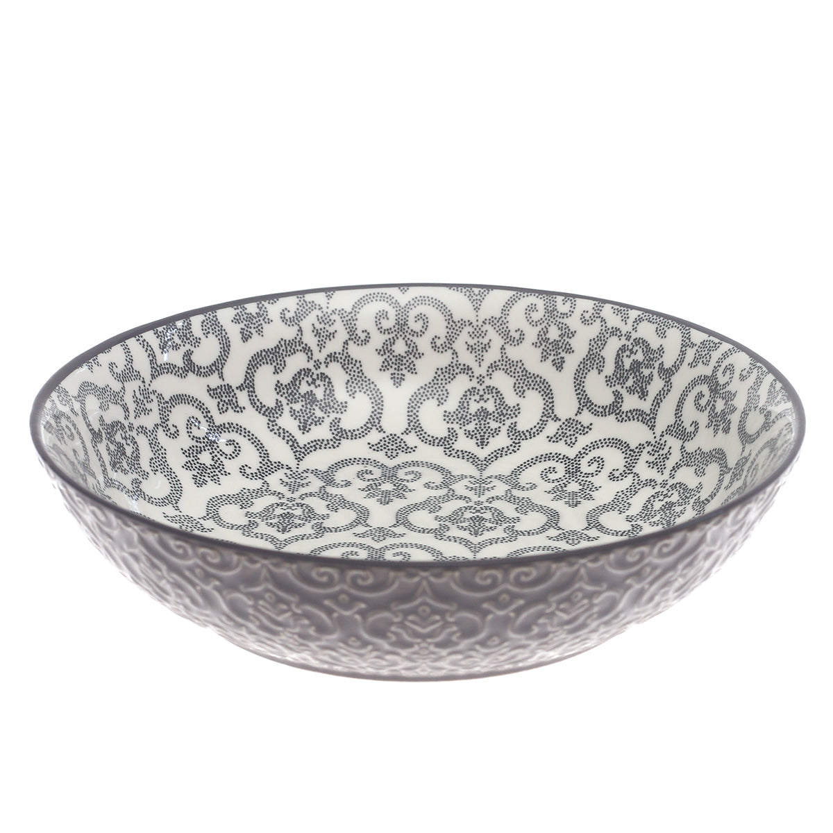 Black & White Patterned Bowl – Elegant Tabletop Accent Bowl, 8 Inch - Habitt