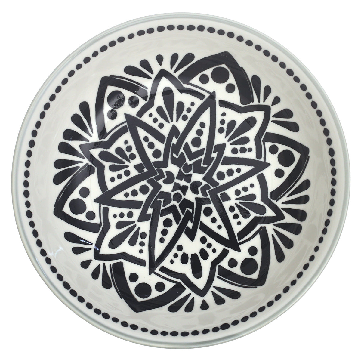 Grey Ceramic Bowl – 8 Inch Decorative Pattern Serving Bowl - Habitt