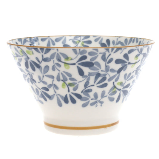 Blue Leaves Ceramic Bowl – 5 Inch Everyday Serving Bowl