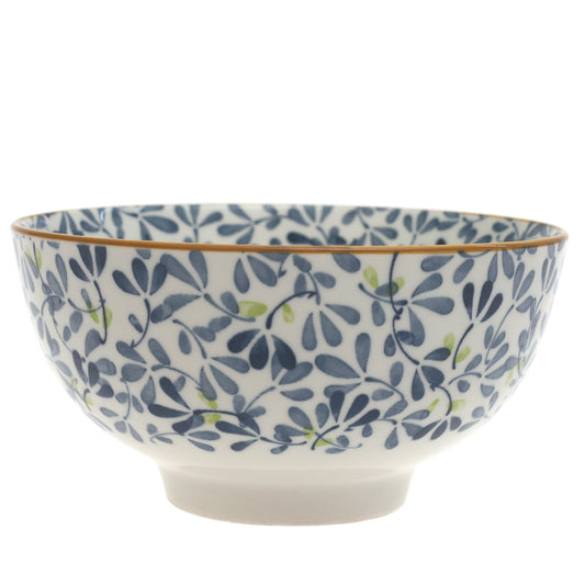 Blue Leaves Ceramic Bowl – 6 Inch Serving Bowl