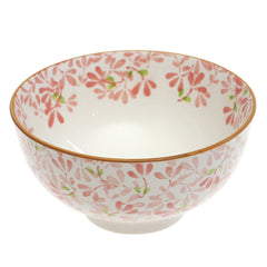 Pink Leaves Ceramic Bowl – 6 Inch Serving Bowl - Habitt
