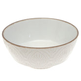 White Ceramic Bowl with Embossed Texture – 6 Inch Elegant Serving & Décor Bowl - Habitt