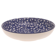 Blue Patterned Deep Plate 8 Inch – Elegant Ceramic Serving Plate