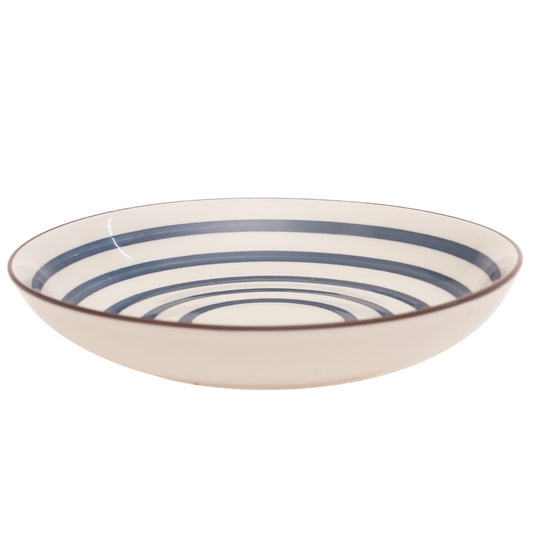 Blue Concentric Stripe Deep Plate 8 Inch – Modern Ceramic Serving Plate
