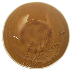 Brown Floral Deep Plate 7.5 Inch – Rustic Ceramic Serving Plate