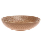 Brown Ceramic Deep Plate – 9 Inch Textured Rustic Serving Plate - Habitt