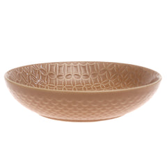 Brown Ceramic Deep Plate – 9 Inch Textured Rustic Serving Plate