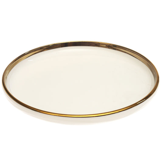 Gold Rim Deep Plate 10 Inch – Elegant White Ceramic Serving Plate