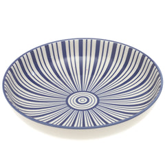 Light Blue Radial Stripe Deep Plate 8 Inch – Elegant Ceramic Serving Plate