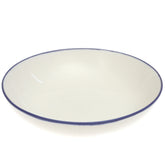 White Deep Plate with Blue Rim 11 Inch – Classic Ceramic Dinner Plate - Habitt