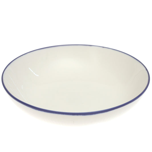 White Deep Plate with Blue Rim 11 Inch – Classic Ceramic Dinner Plate