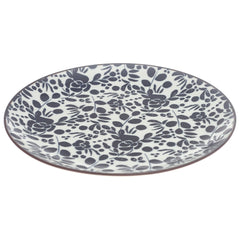 Black & White Floral Dinner Plate – 10 Inch Ceramic Plate