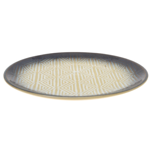 Blue & Yellow Geometric Dinner Plate – 10.5 Inch Ceramic Plate